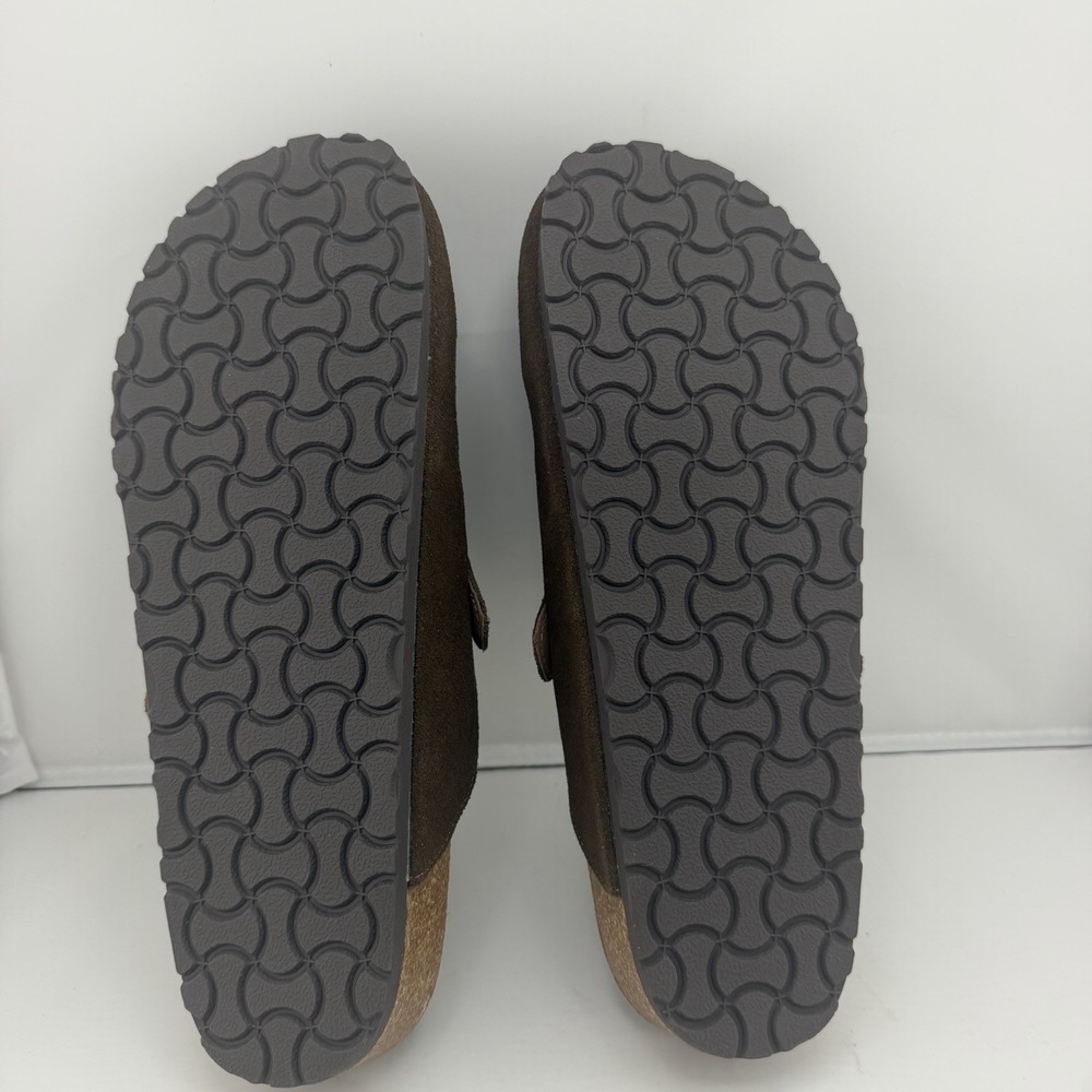 Genuine Suede Clogs And Mules Slip-On Buckle Slides In Coffee Size 6.5 Women's. - Picture 4 of 7